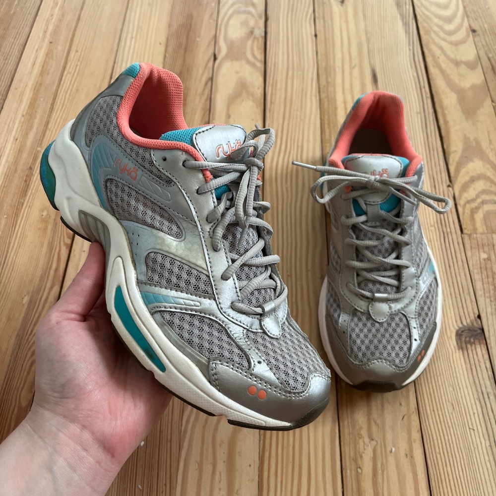 Ryka‎ Influence Womens Silver Coral Teal Training Walking Shoes K1842WSL0 Size 7